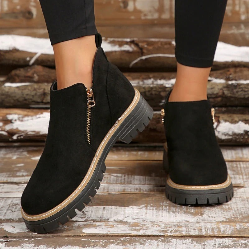 Bottines à bout rond et zip latéral