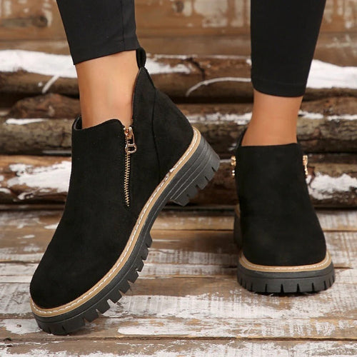 Bottines à bout rond et zip latéral
