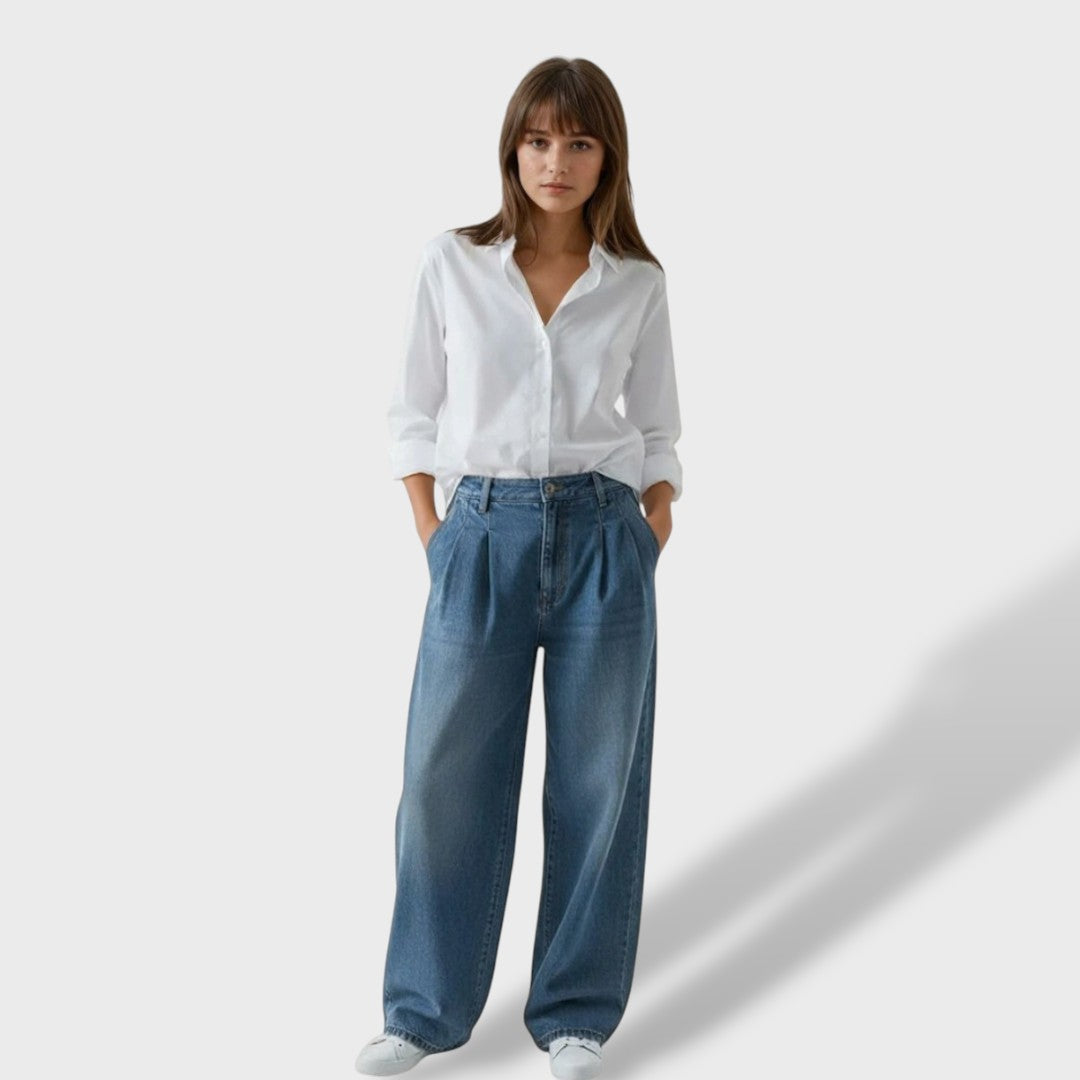 Jean à jambe large et taille haute