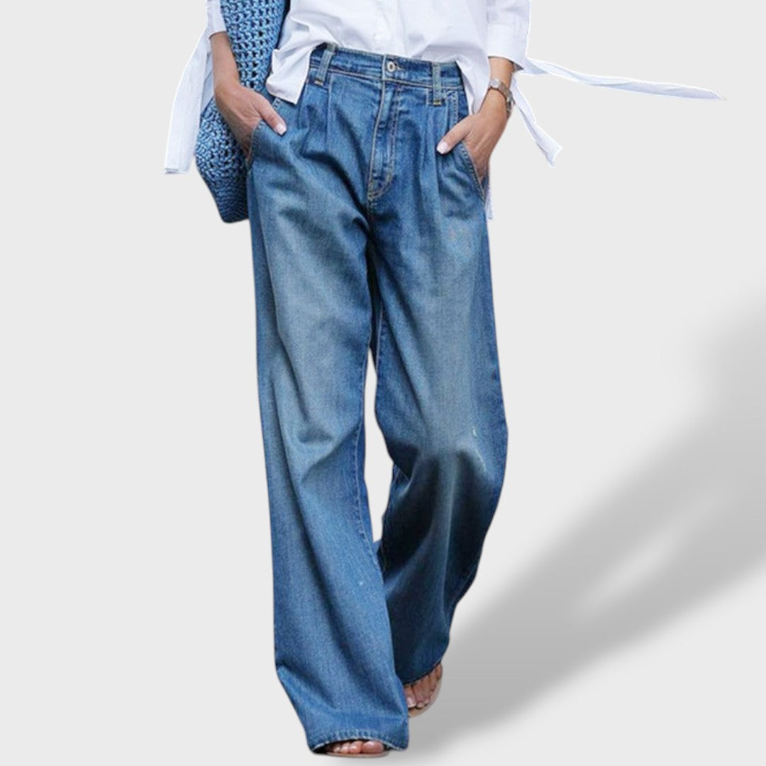 Jean à jambe large et taille haute