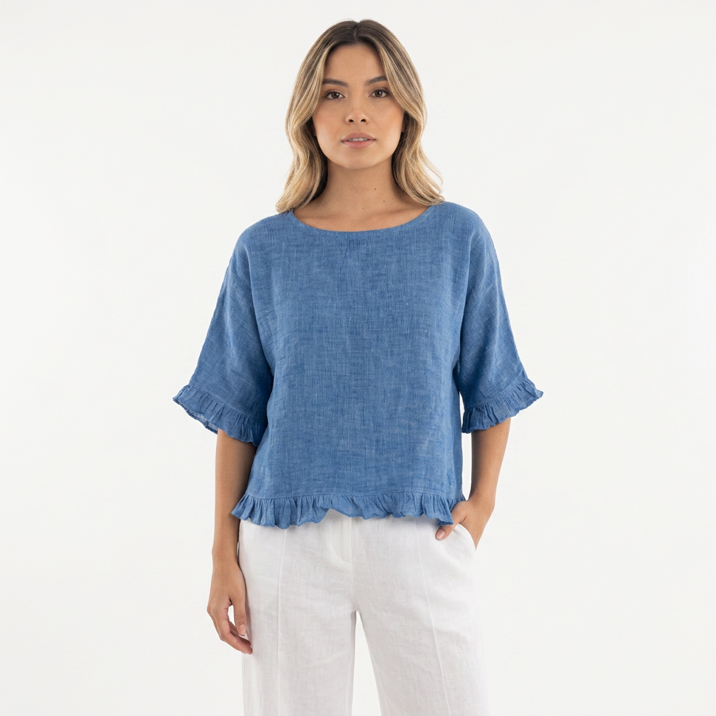 Blouse en lin à bas effiloché