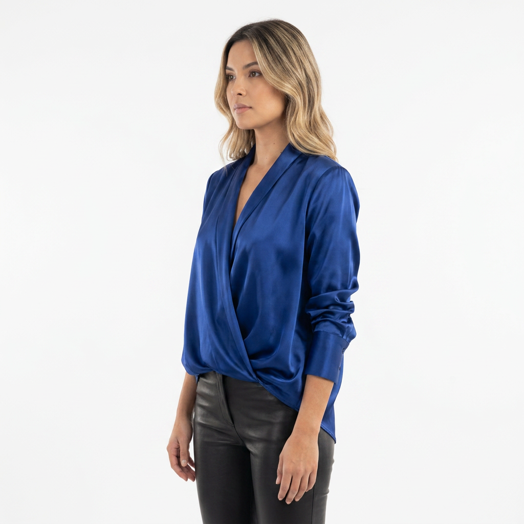 Blouse en satin drapée