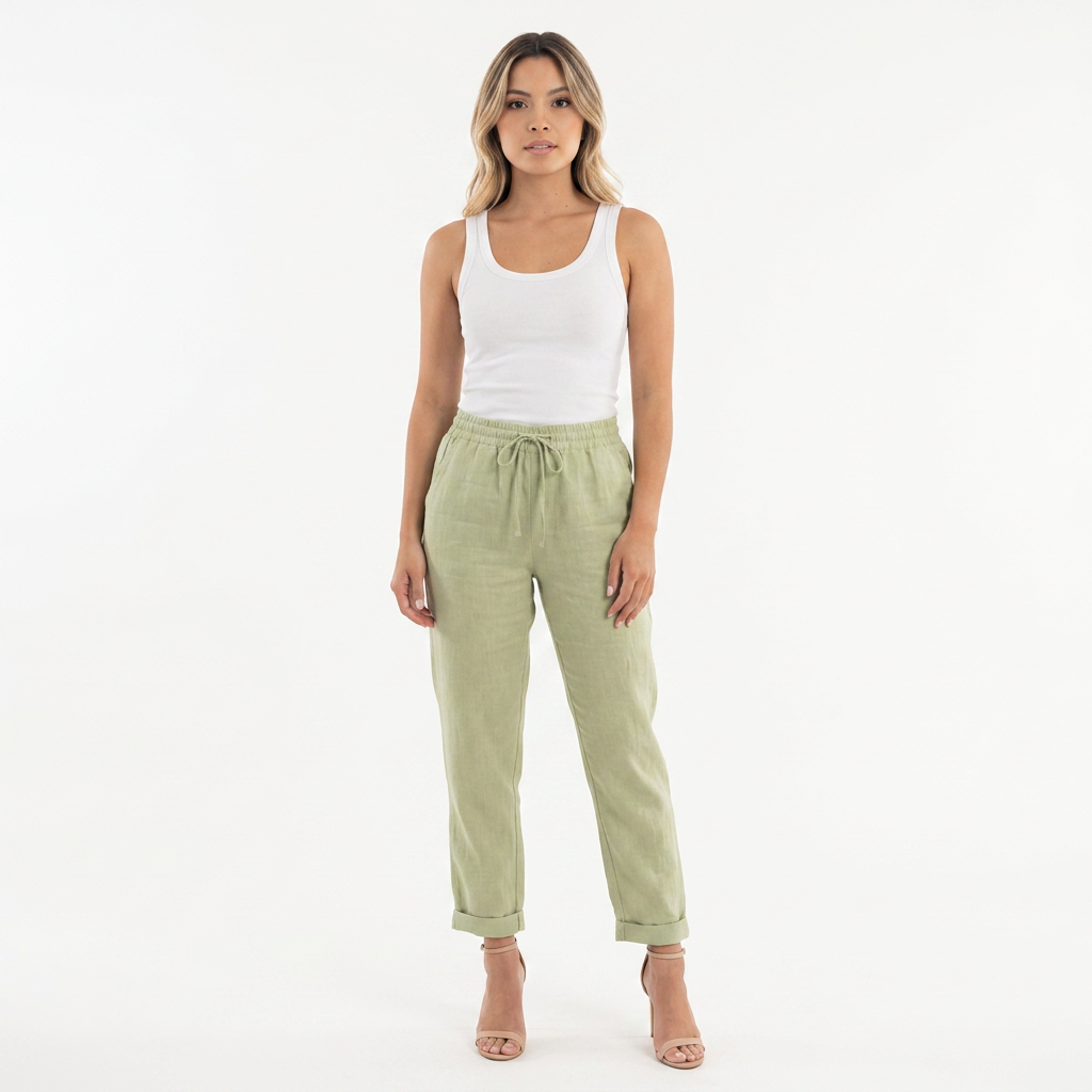 Pantalon en lin à taille haute