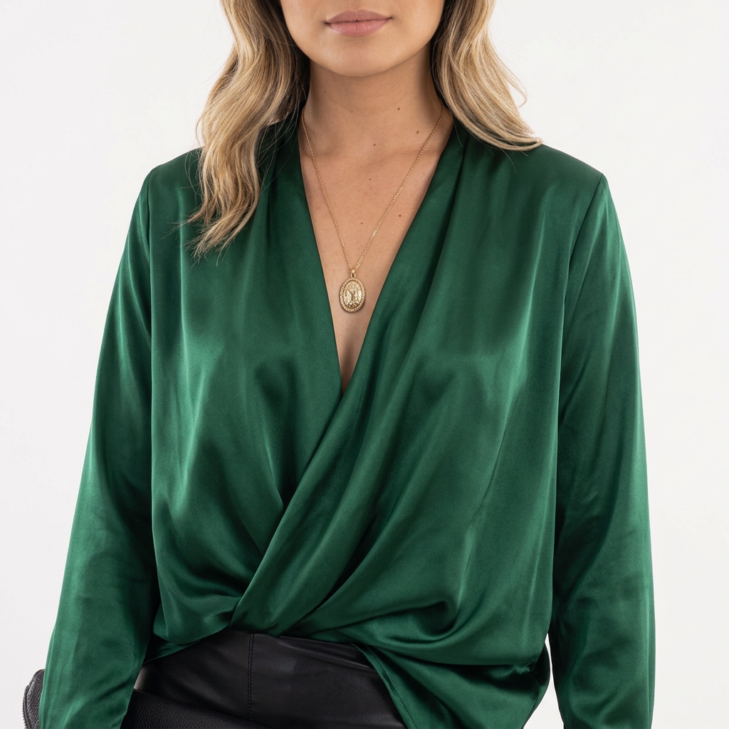 Blouse en satin drapée