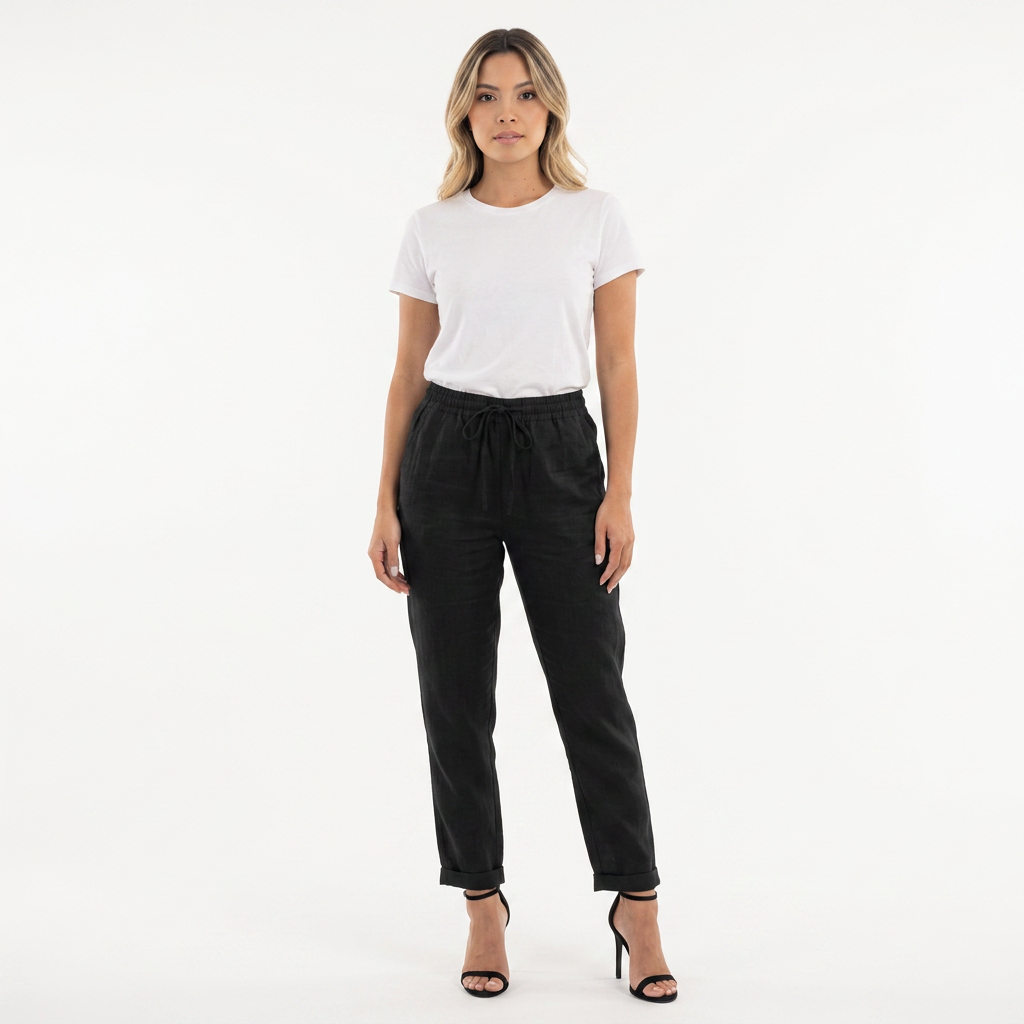 Pantalon en lin à taille haute