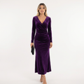 Robe midi en velours à drapé sur la taille