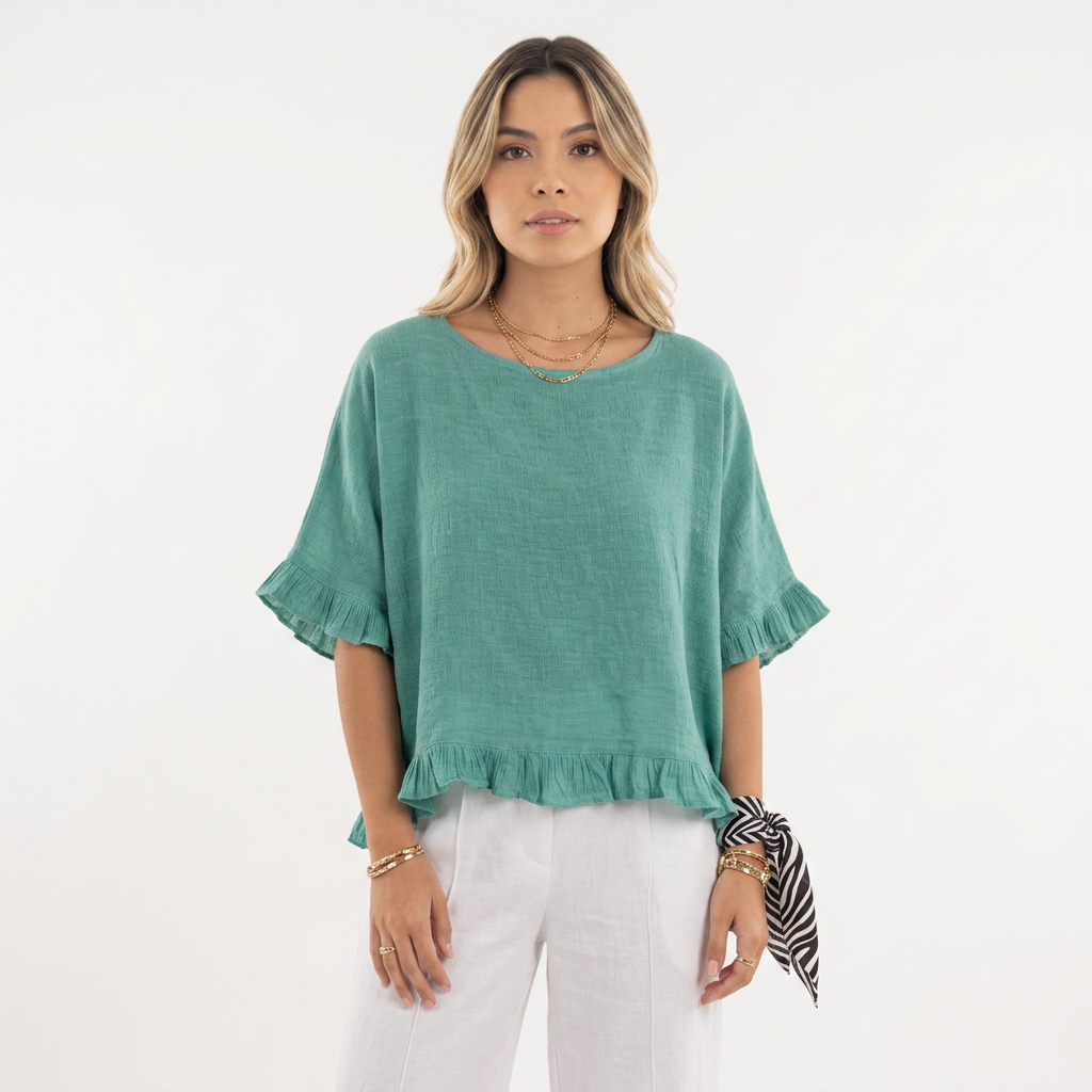 Blouse en lin à bas effiloché