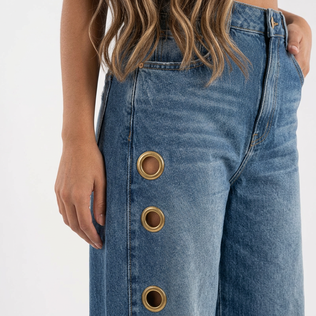 Pantalon baggy à œillets métalliques