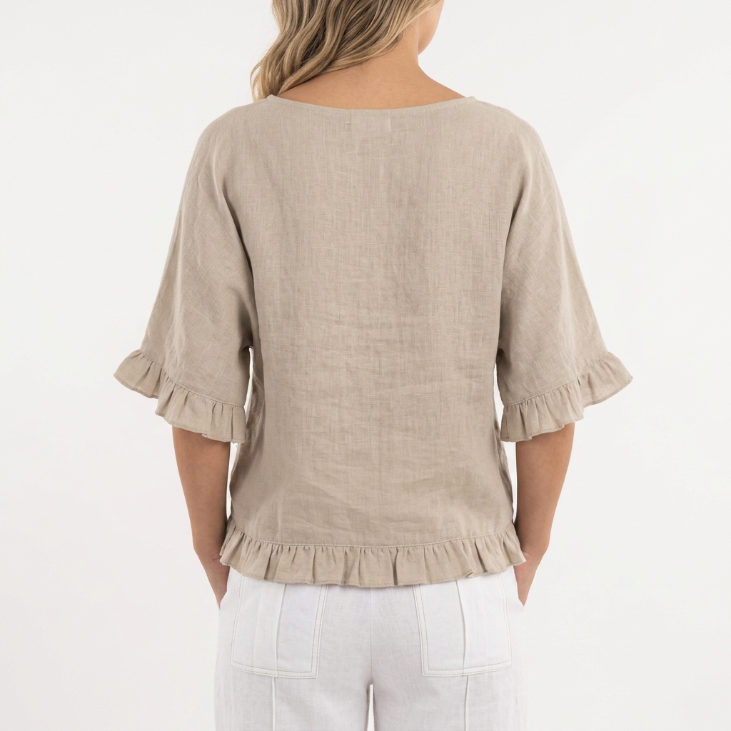 Blouse en lin à bas effiloché