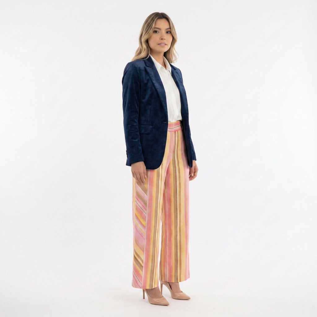 Pantalon à rayures multicolores