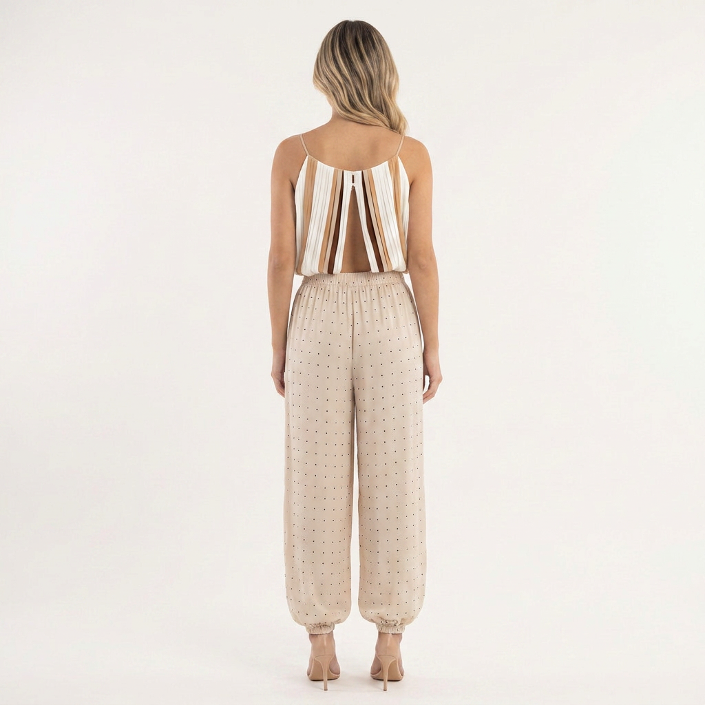Pantalon satiné à bas en lanterne
