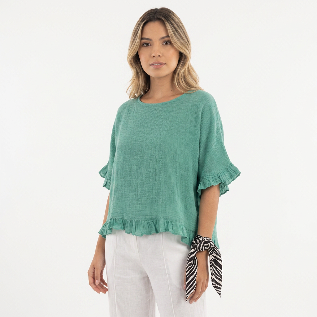 Blouse en lin à bas effiloché