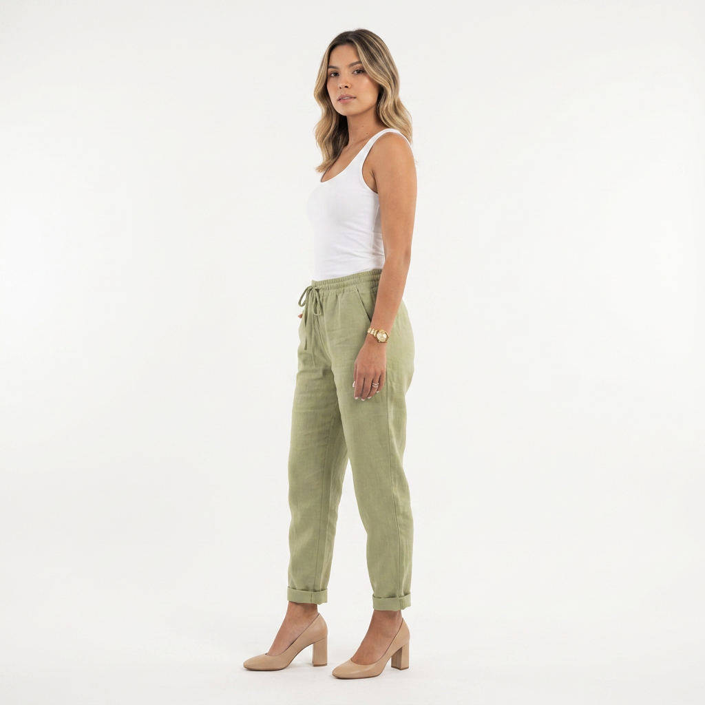 Pantalon en lin à taille haute