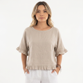 Blouse en lin à bas effiloché