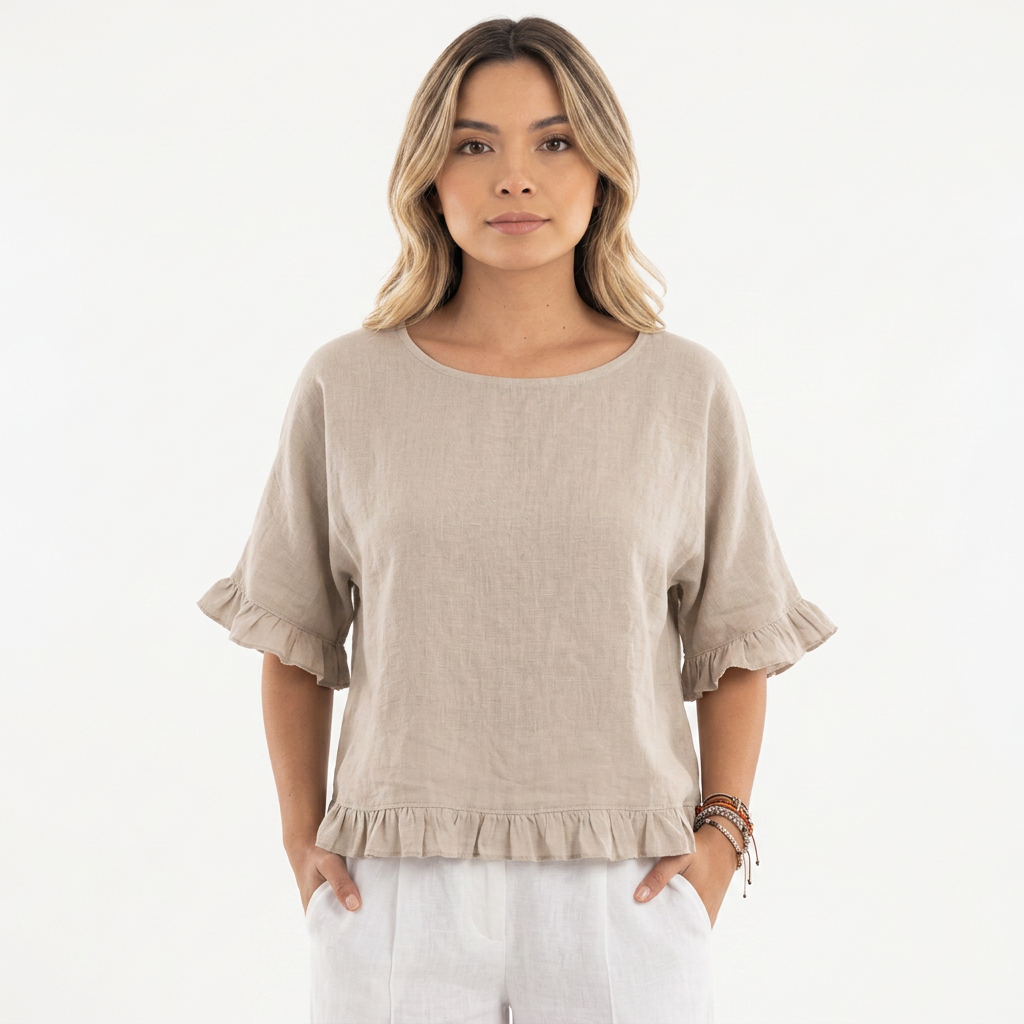 Blouse en lin à bas effiloché