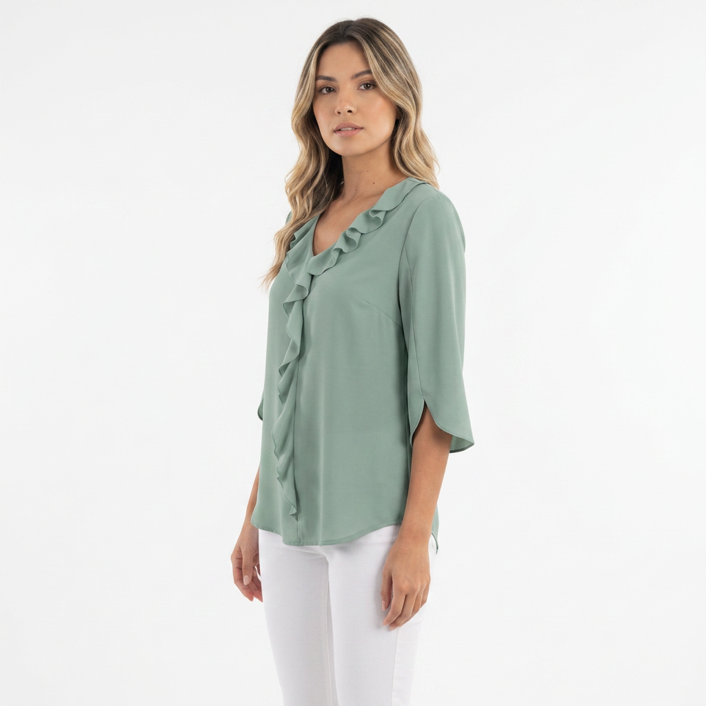 Blouse en gaze à volants