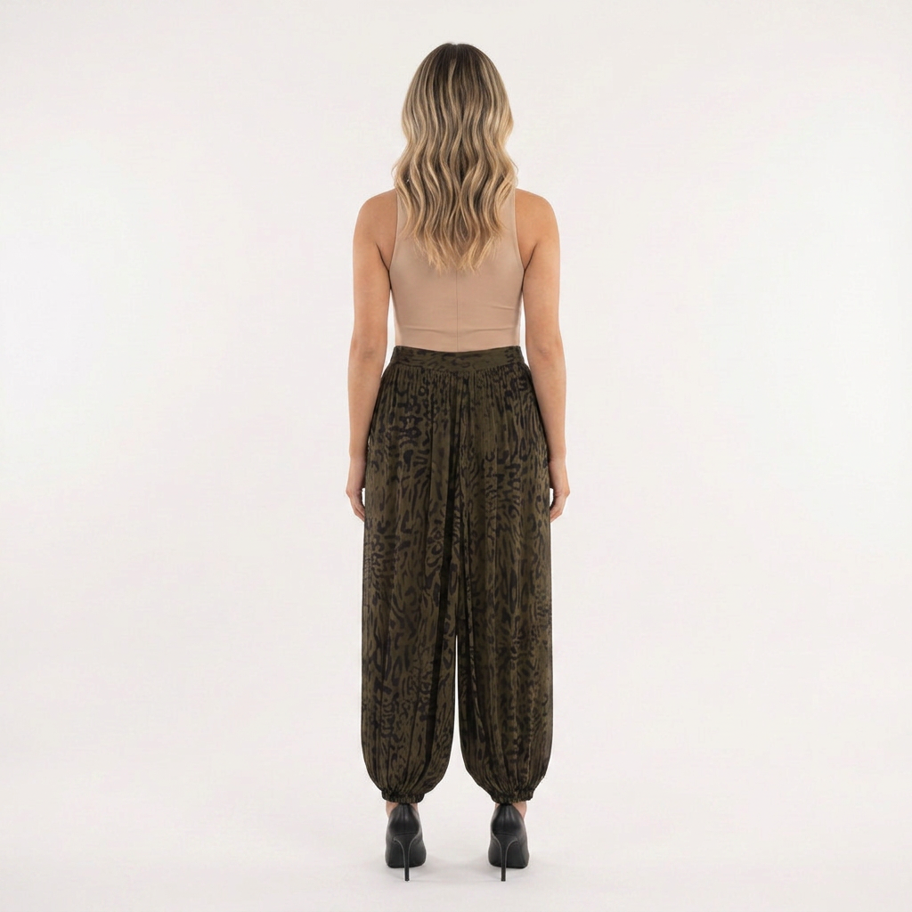 Pantalon à imprimé animalier