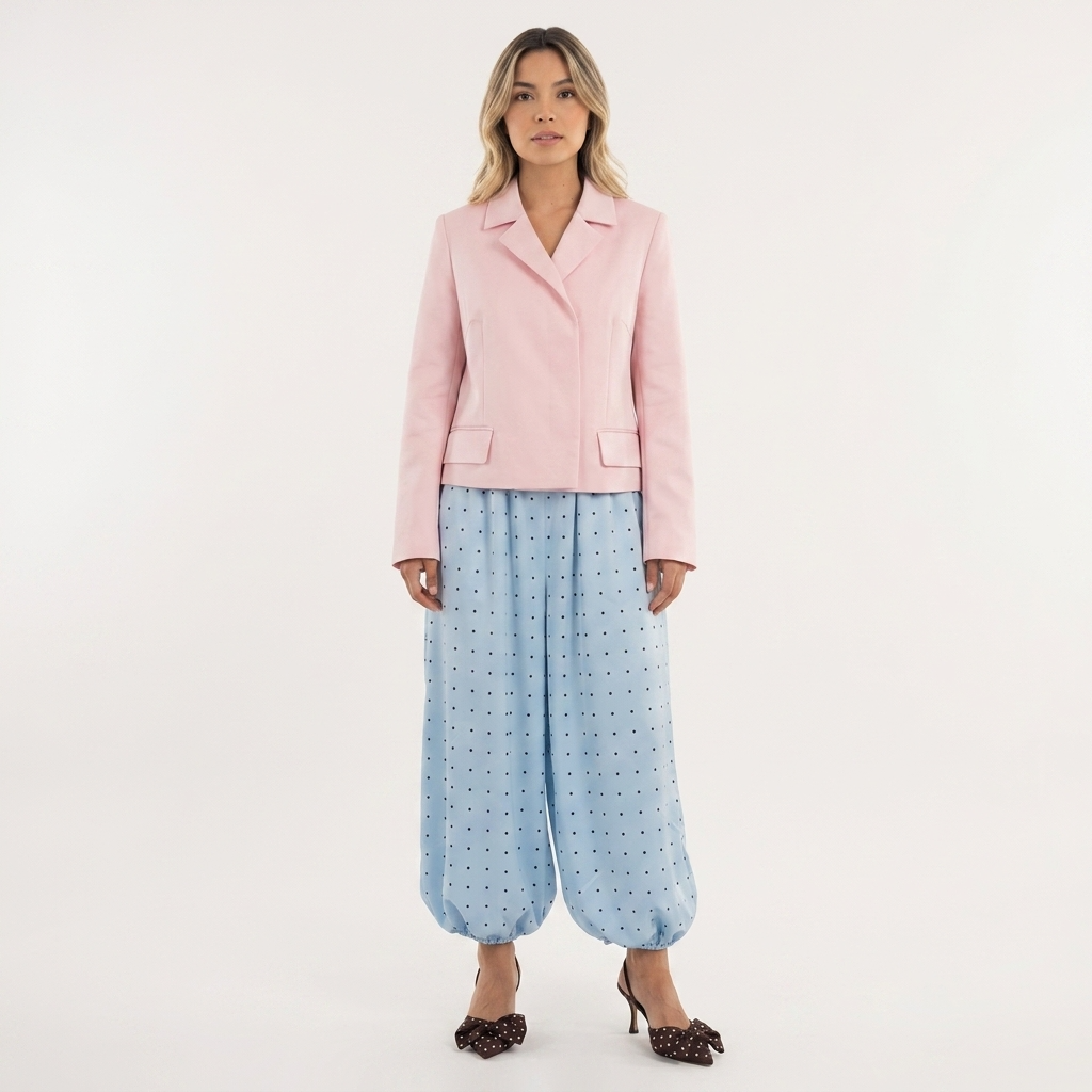 Pantalon satiné à bas en lanterne
