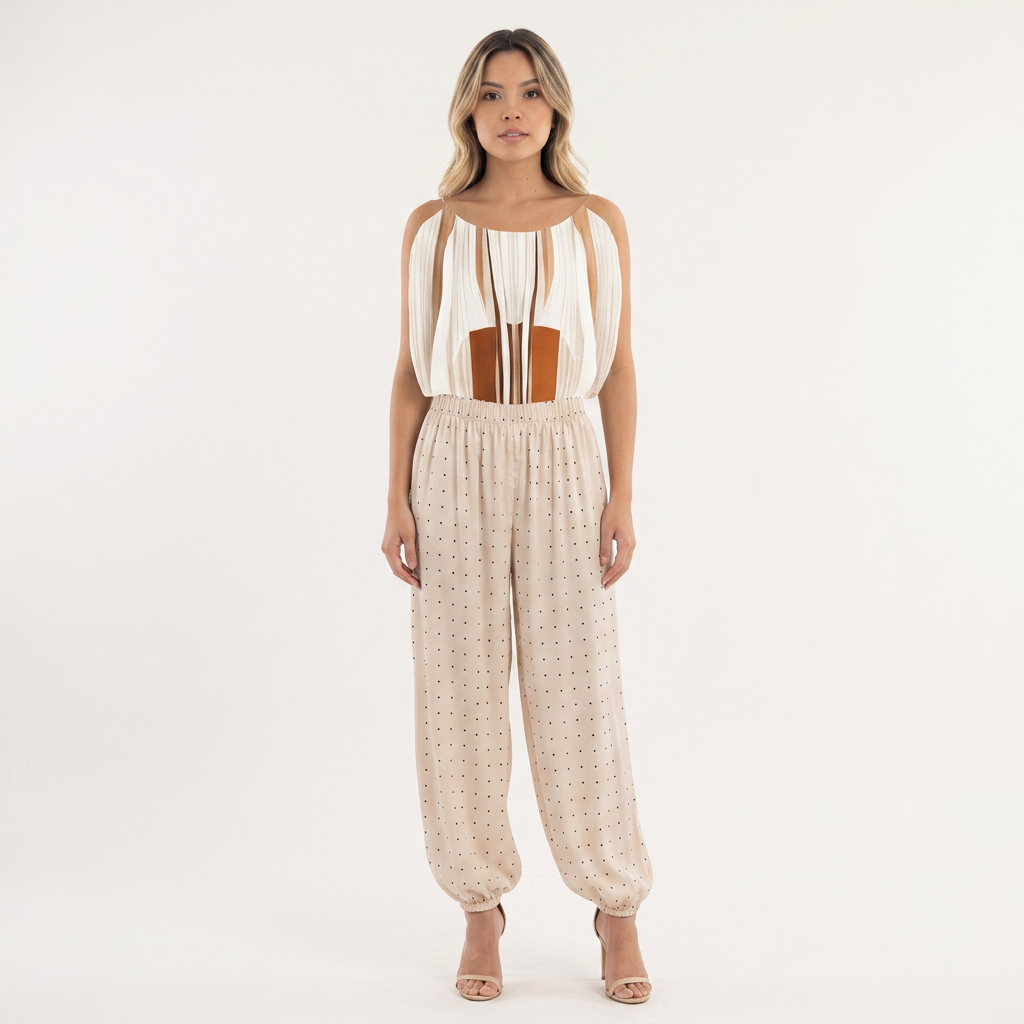 Pantalon satiné à bas en lanterne