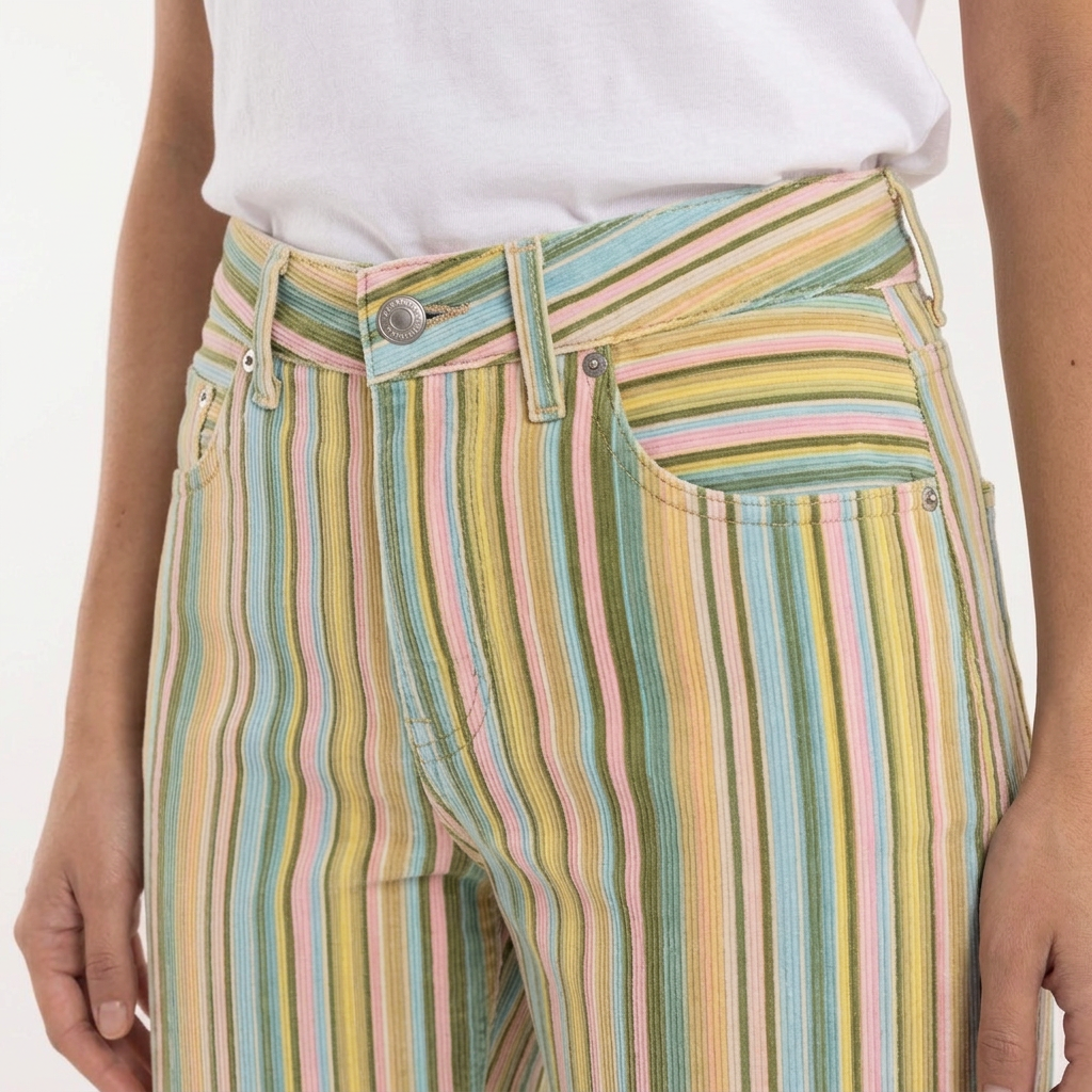Pantalon à rayures multicolores et coupe droite