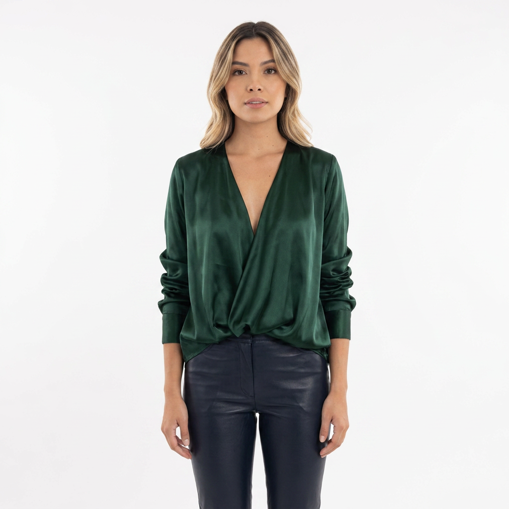 Blouse en satin drapée
