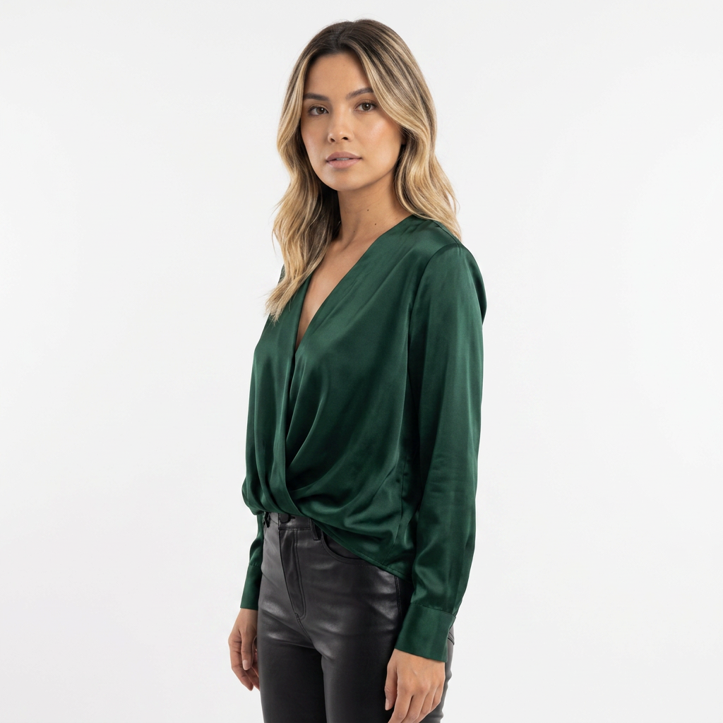 Blouse en satin drapée