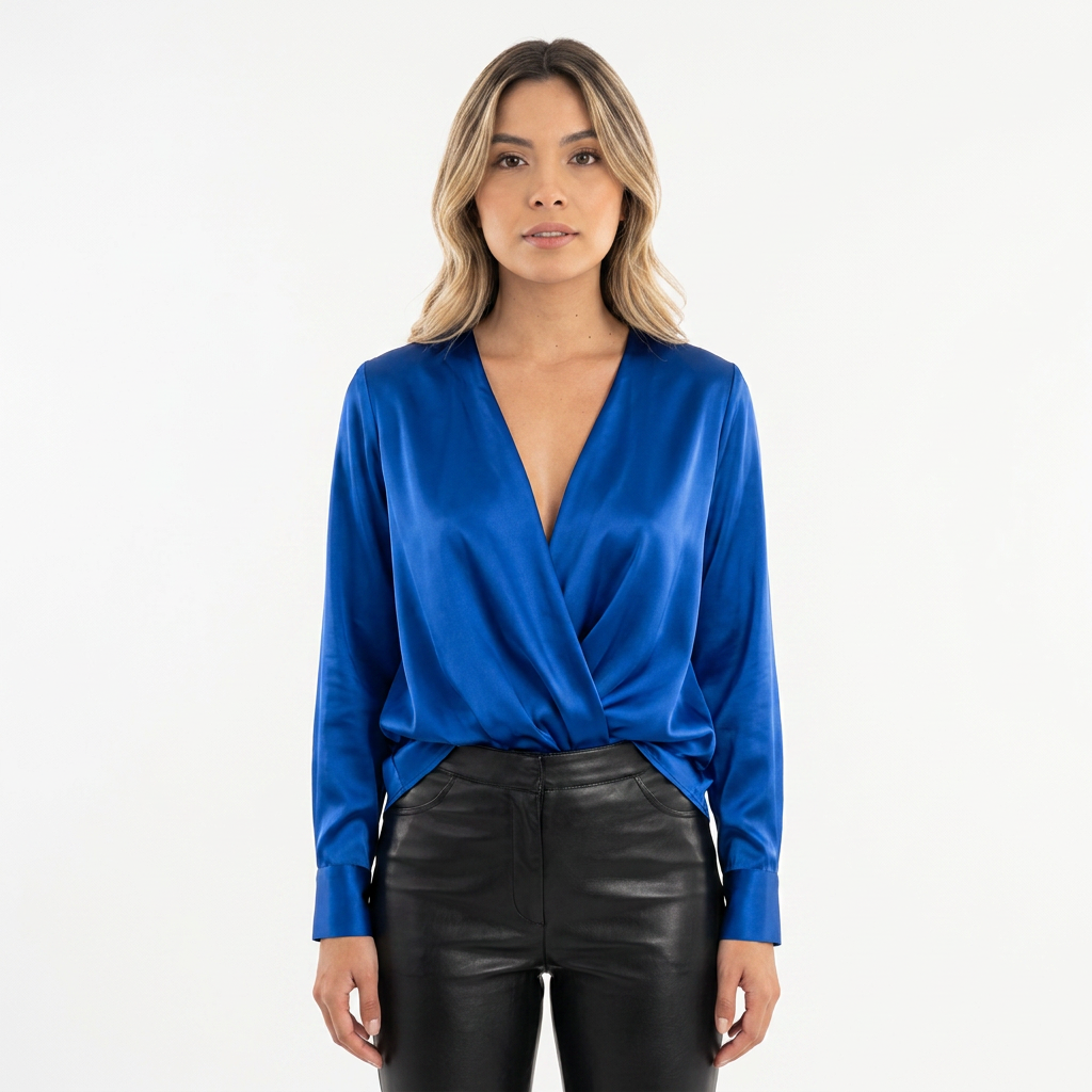 Blouse en satin drapée