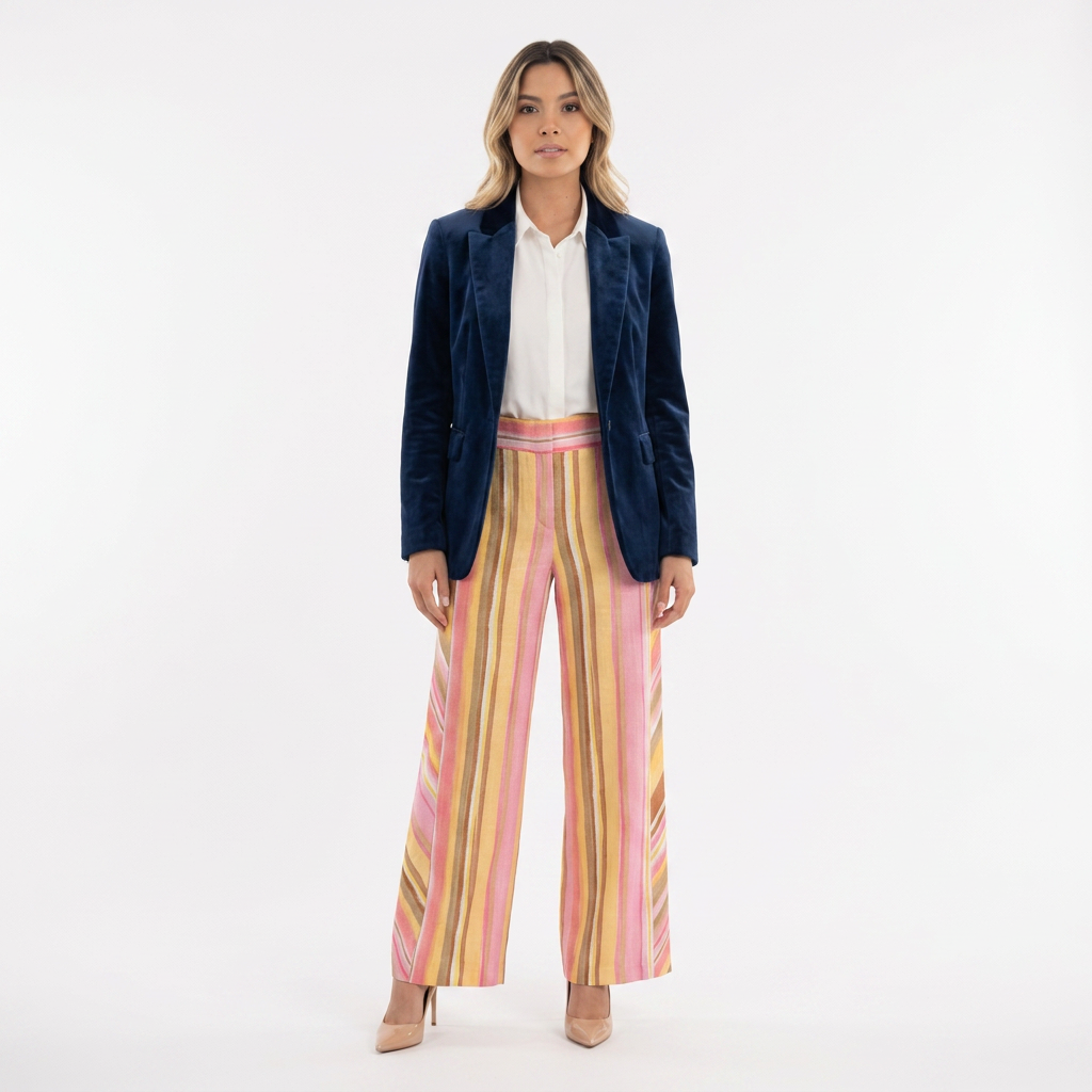 Pantalon à rayures multicolores