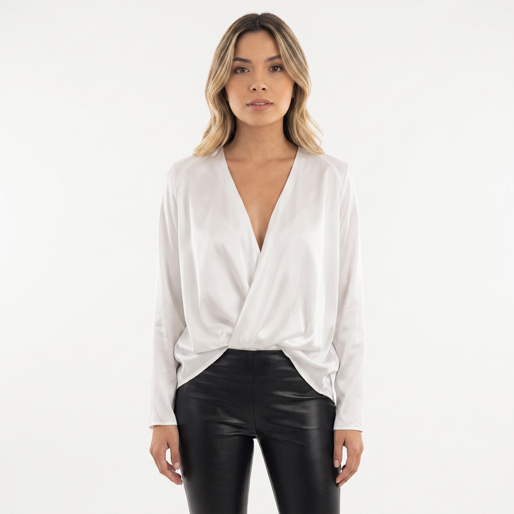 Blouse en satin drapée