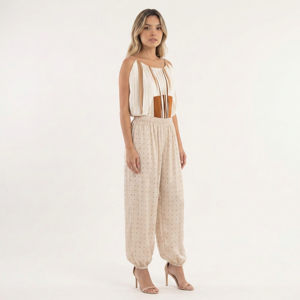 Pantalon satiné à bas en lanterne