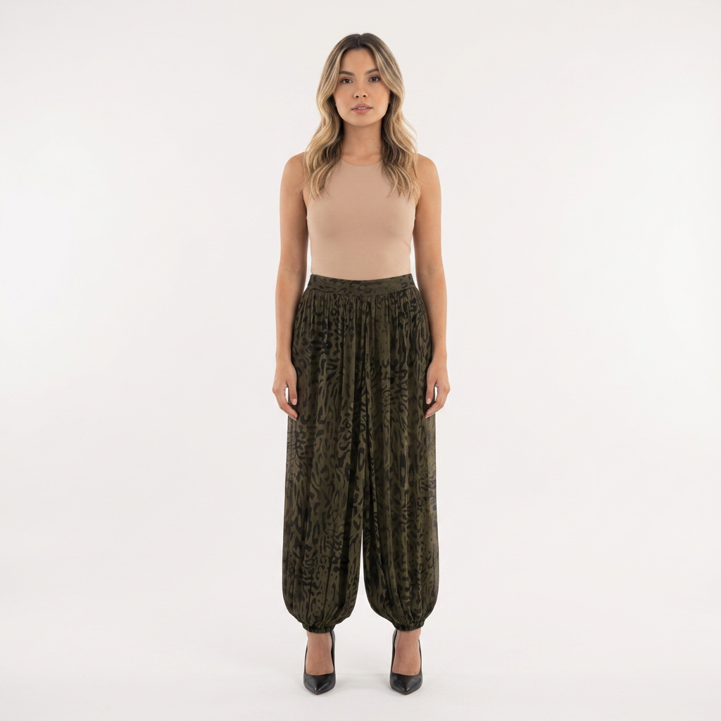 Pantalon à imprimé animalier