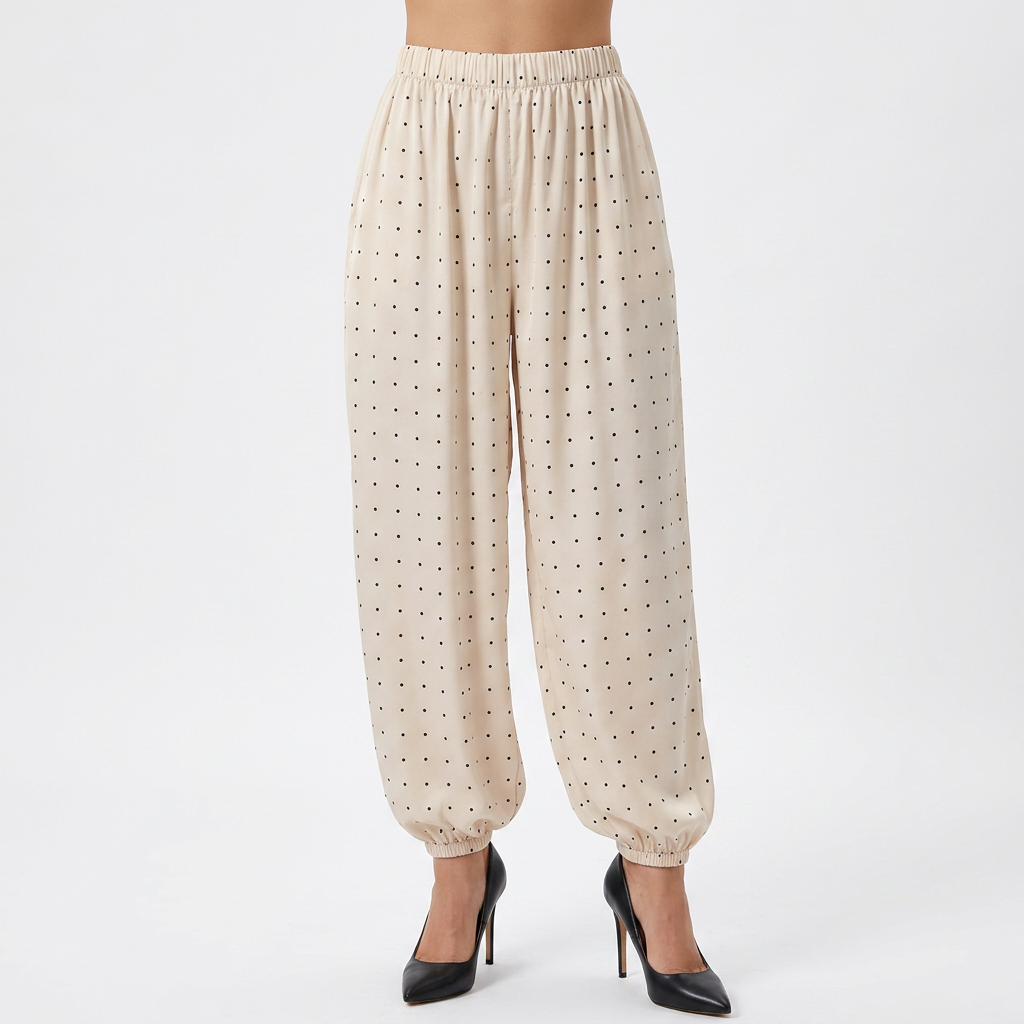 Pantalon satiné à bas en lanterne