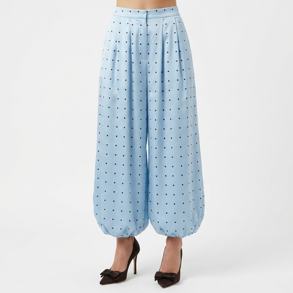 Pantalon satiné à bas en lanterne
