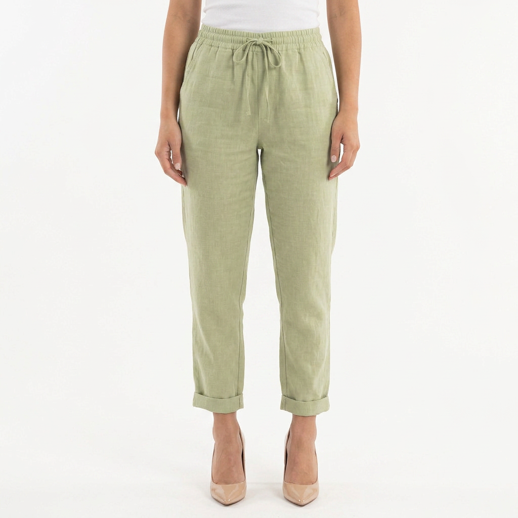 Pantalon en lin à taille haute