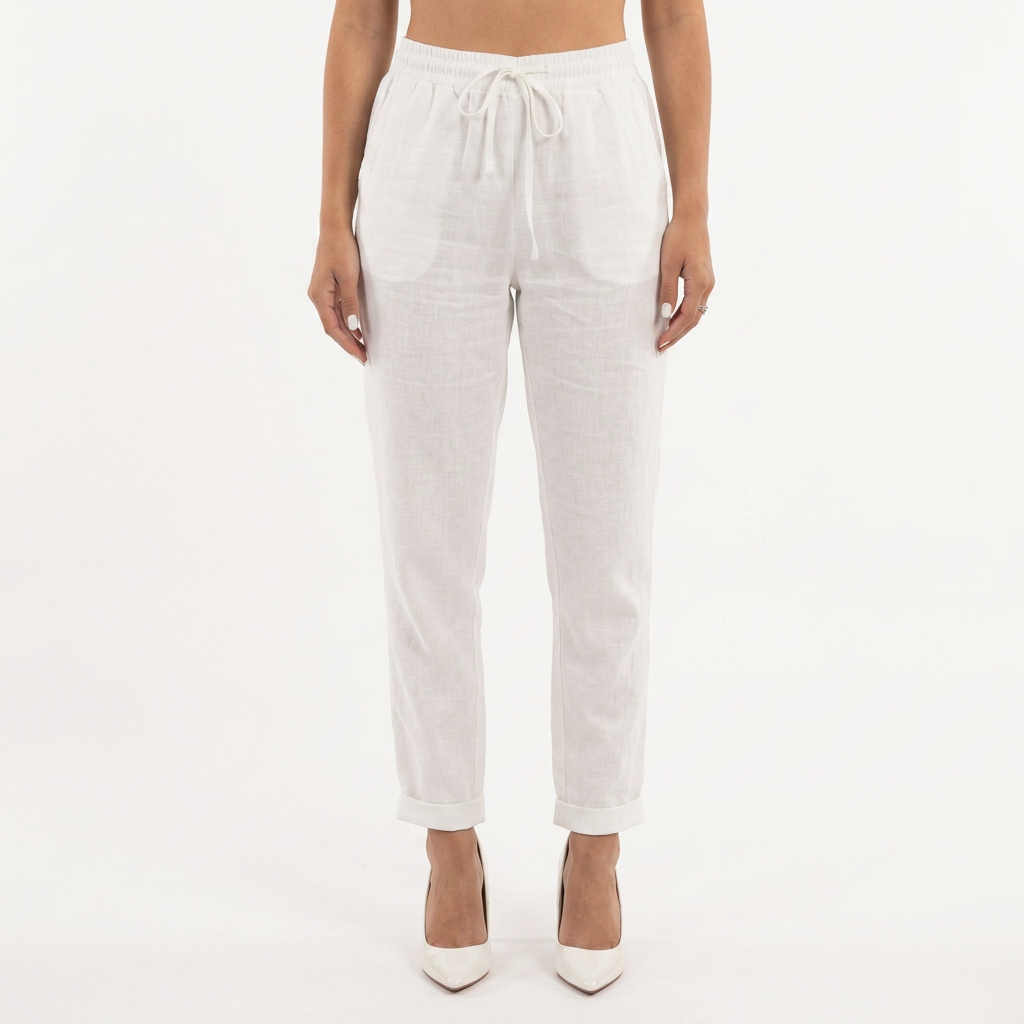 Pantalon en lin à taille haute