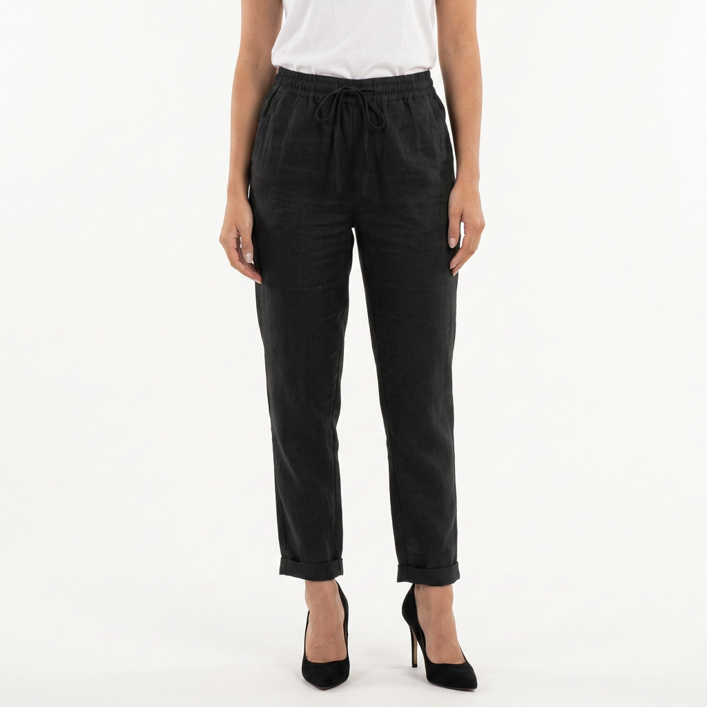 Pantalon en lin à taille haute