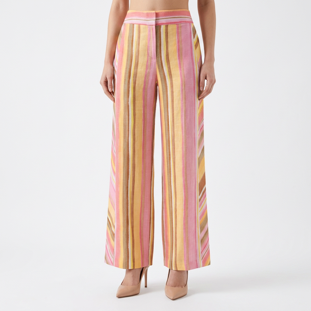 Pantalon à rayures multicolores