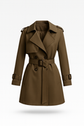 Trench court croisé en mélange de coton