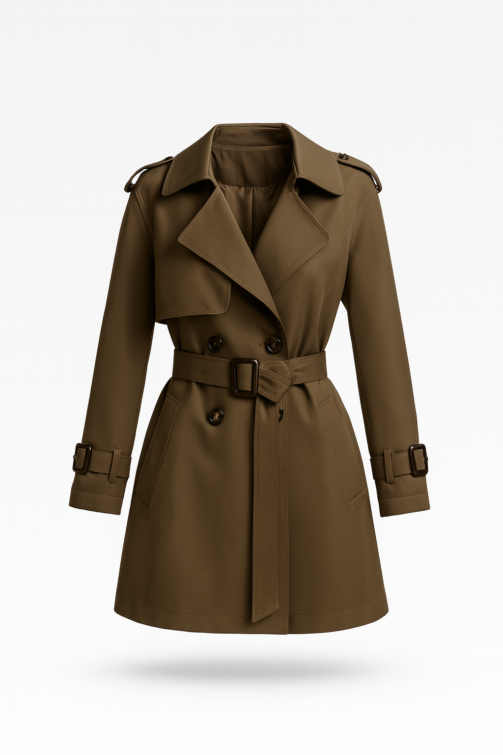 Trench court croisé en mélange de coton